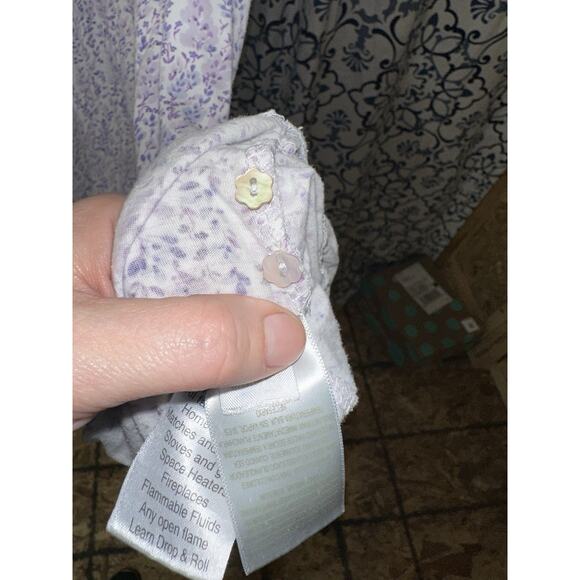 Eileen West Cotton Modal Lavender Print Nightgown Medium Floral Lace Tiered - Picture 9 of 9